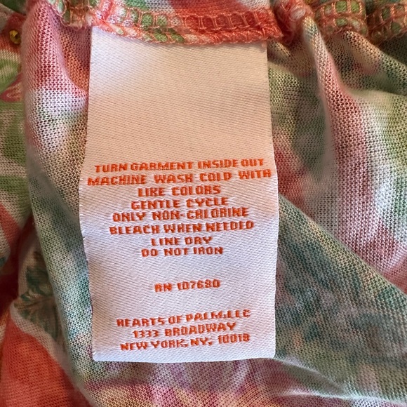 Hearts of Palm tropical print blouse embellished neck coral lime pineapple large - Picture 15 of 16